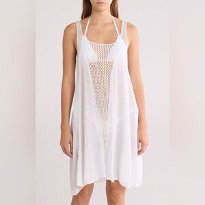 Elan Crochet Inset Cover-Up Dress sheer